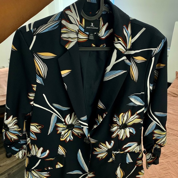Jules & Leopold Flower Pattern Navy Blazer - Picture 3 of 3
